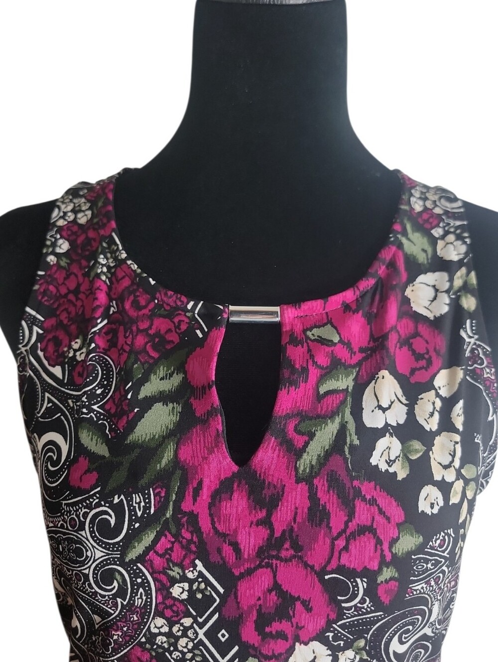 White House Black Market floral paisley sleeveless tunic top wonen's size XS - Picture 3 of 8